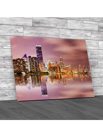 Miami Skyline Reflected Canvas Print Large Picture Wall Art
