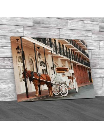 Horse Drawn Carriage In New Orleans Canvas Print Large Picture Wall Art