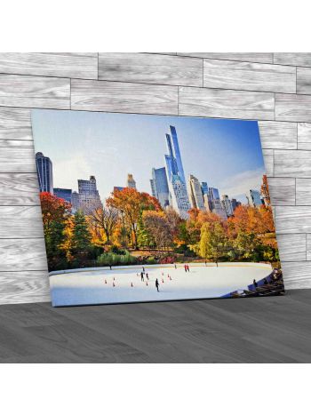 Ice Skating In Central Park Canvas Print Large Picture Wall Art