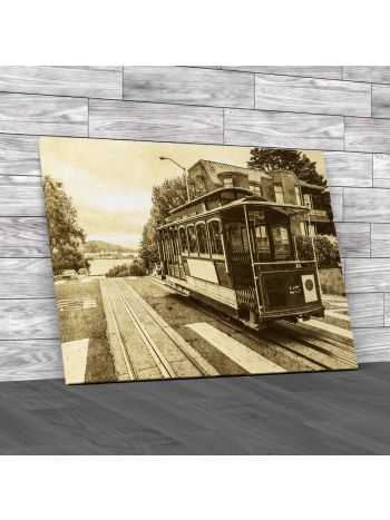Cable Car In San Francisco Canvas Print Large Picture Wall Art