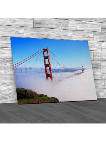 San Francisco Golden Gate Bridge In Fog Canvas Print Large Picture Wall Art