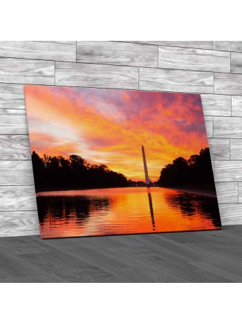 Washington Monument In Reflecting Pool Canvas Print Large Picture Wall Art