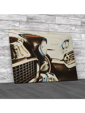 Headlight Lamp On Vintage Car Canvas Print Large Picture Wall Art