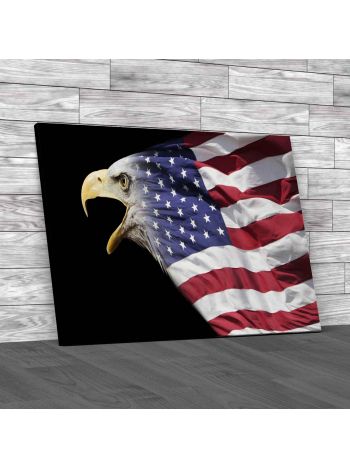 Patriotic Eagle Blended With Us Flag Canvas Print Large Picture Wall Art