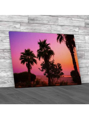 Pink Sunrise Over Dead Sea Canvas Print Large Picture Wall Art