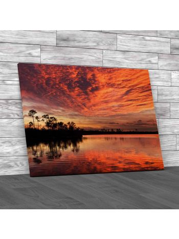 Sunset On Pine Lake Everglades Canvas Print Large Picture Wall Art