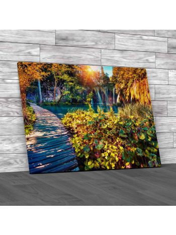 Sunrise At Plitvice Lakes Croatia Canvas Print Large Picture Wall Art