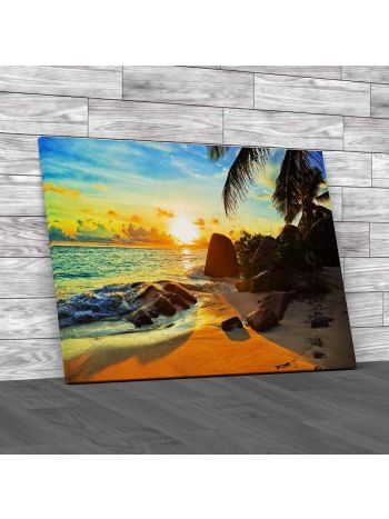 Tropical Beach At Sunset Canvas Print Large Picture Wall Art