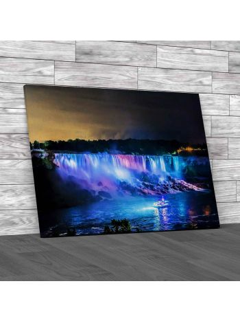 Niagara Falls At Night 3 Canvas Print Large Picture Wall Art