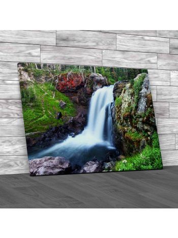 Moose Falls At Yellowstone National Park Canvas Print Large Picture Wall Art