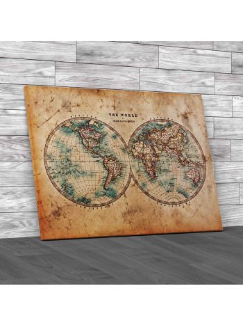 Mid 1800S World Map Canvas Print Large Picture Wall Art