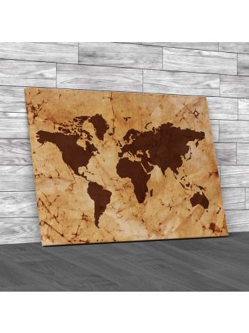 Old World Map On Parchment Paper Canvas Print Large Picture Wall Art