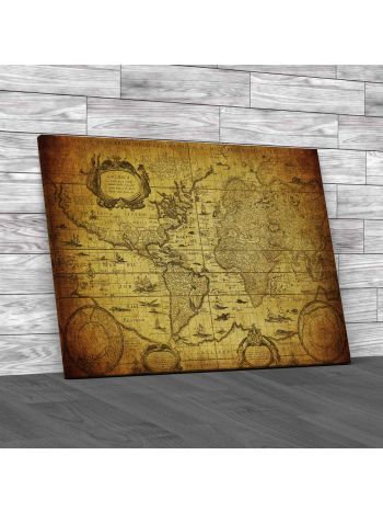 Vintage Map Of The World 1635 Canvas Print Large Picture Wall Art