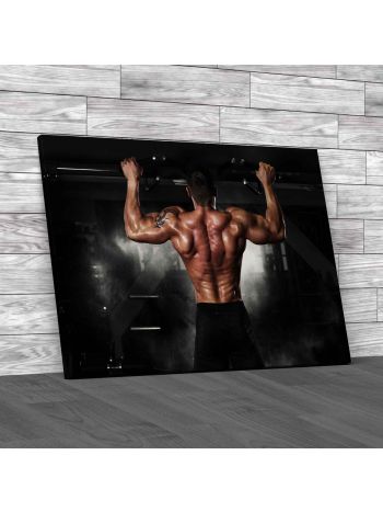 Muscle Athlete Man In Gym Canvas Print Large Picture Wall Art