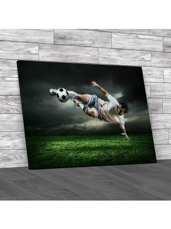 Football Player With Ball Canvas Print Large Picture Wall Art