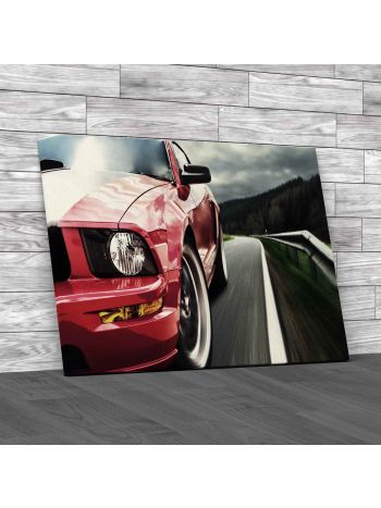 Fast Red Car Canvas Print Large Picture Wall Art