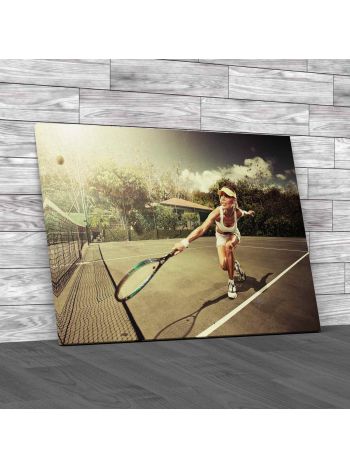 Woman Playing Tennis Canvas Print Large Picture Wall Art