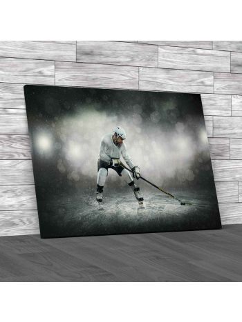 Ice Hockey Player On Ice Canvas Print Large Picture Wall Art