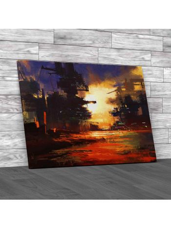 Mega Structure In Sci Fi City Canvas Print Large Picture Wall Art