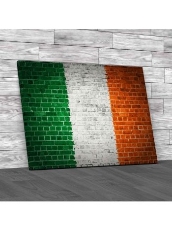 Ireland Flag Brick Wall Canvas Print Large Picture Wall Art