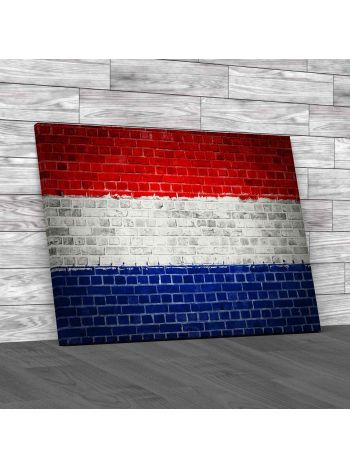 Netherlands Flag Brick Wall Canvas Print Large Picture Wall Art