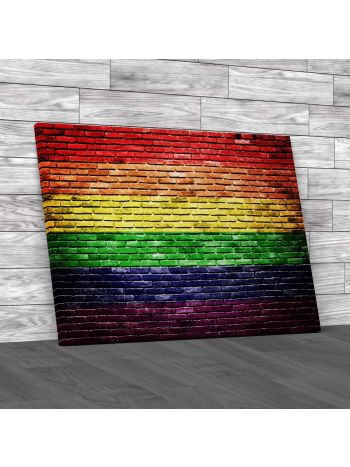 Rainbow Flag Brick Wall Canvas Print Large Picture Wall Art