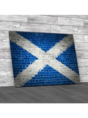 Scottish Flag Brick Wall Canvas Print Large Picture Wall Art