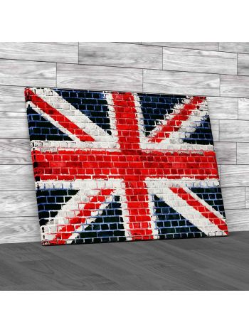 Union Jack Flag Brick Wall Canvas Print Large Picture Wall Art