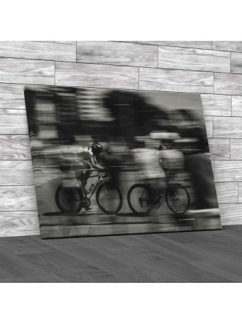 Speeding Cyclists Canvas Print Large Picture Wall Art