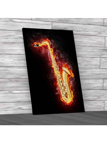Flaming Saxophone Canvas Print Large Picture Wall Art