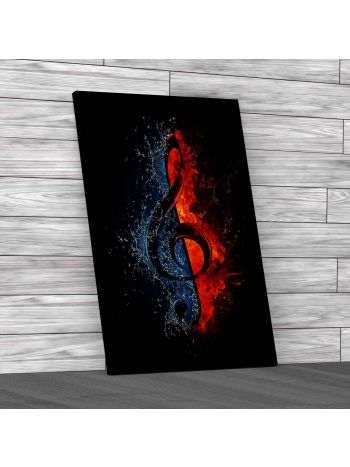 Flaming Treble Clef Canvas Print Large Picture Wall Art