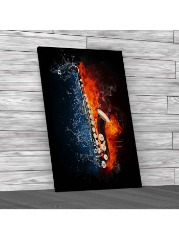 Flaming Water Saxophone Canvas Print Large Picture Wall Art