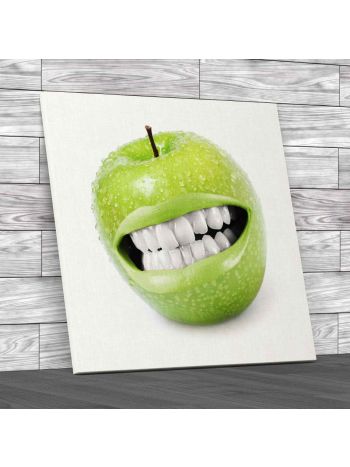 Funny Aple Smiling Square Canvas Print Large Picture Wall Art