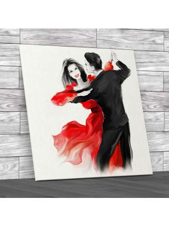 Young Couple Dancing Square Canvas Print Large Picture Wall Art
