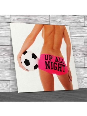 Sexy Up All Night Girl Square Canvas Print Large Picture Wall Art