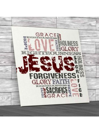 Jesus Christian Quote Square Canvas Print Large Picture Wall Art