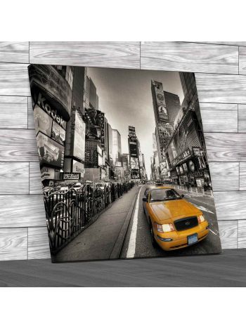 New York Taxi Cab Square Canvas Print Large Picture Wall Art