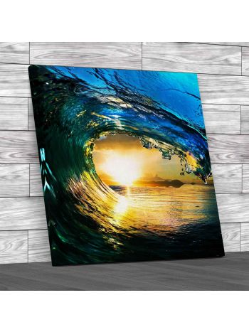 Beautiful Wave of Water Square Canvas Print Large Picture Wall Art
