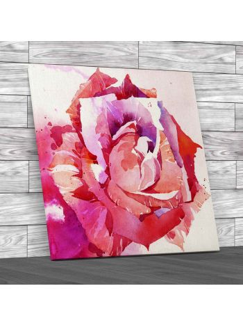 Floral Rose Petal Flower Square Canvas Print Large Picture Wall Art