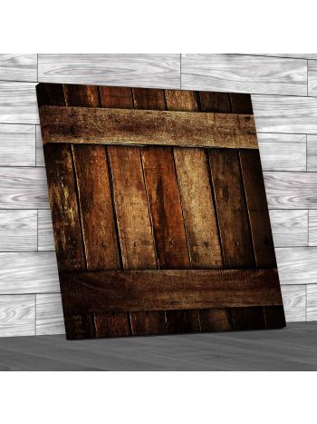 Dark Old Wood Planks Square Canvas Print Large Picture Wall Art